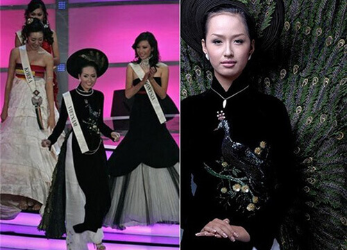 Nhìn lại các mẫu áo dài của người đẹp Việt tại Miss World - Hình ảnh 8